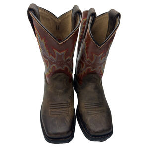 Ariat Wiggle Room Child Western Boot Tombstone Brown Embroidery Youth US Size 11